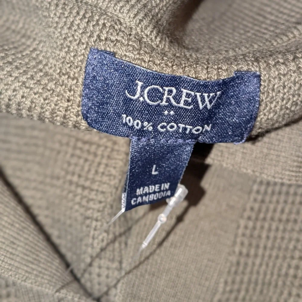 J.Crew‎ Mens Cotton Waffle Knit Sweater Polo Olive Green CQ401 Large NWT $110